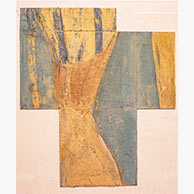 <em>Textil</em>, 2022, 41"x32"x2", pigmented lime plaster on poplar